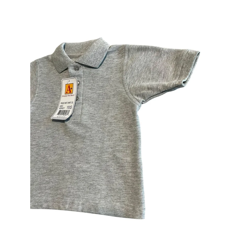 A+ Polo Shirt Gray Youth XXS Short Sleeve Pique NWT
